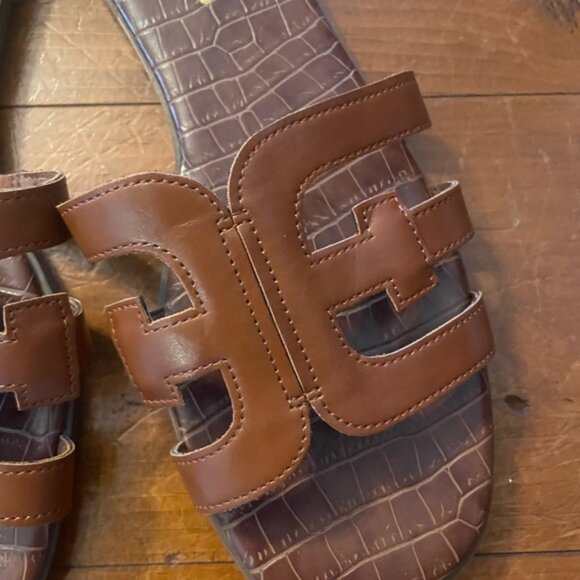 Brown Faux Leather Slip on Flats Sandals Women’s Size 9 - Picture 5 of 10